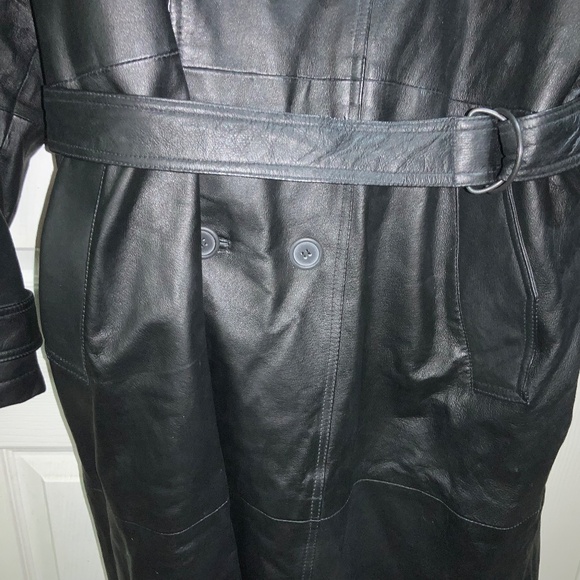 Guide Gear men’s leather double breasted trench coat Sz M removable lining belt - Picture 3 of 14